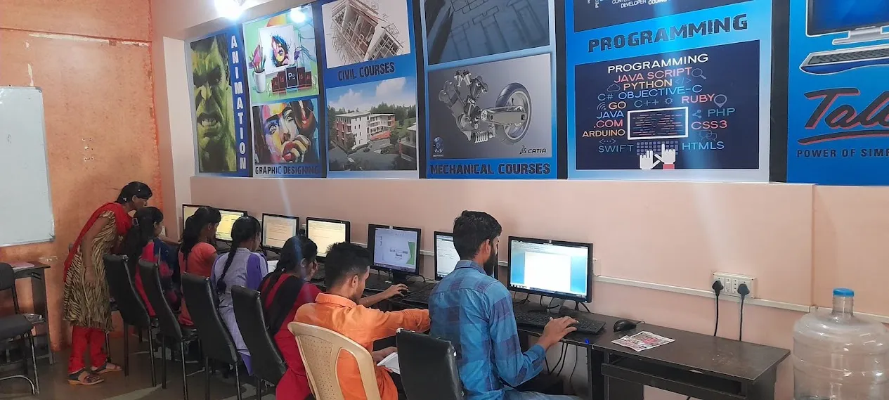 Students learning computer courses at Genius Academy computer lab, Kalaburagi